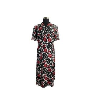Vintage Special Time LTD Red, White and Black Floral Poppy Print 80s Dress